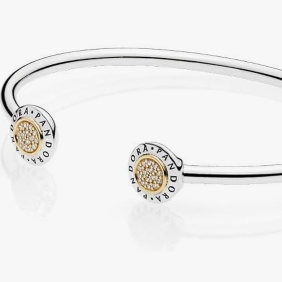 Pandora two tone logo bracelet 14k gold and silver - Picture 1 of 7